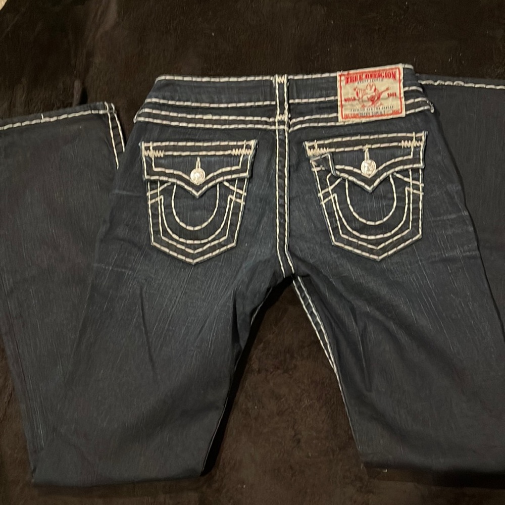 Dark denim True Religion jeans, no holes or tears, size 29.